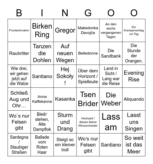 FRISIA NON CANTAT - BINGO Card