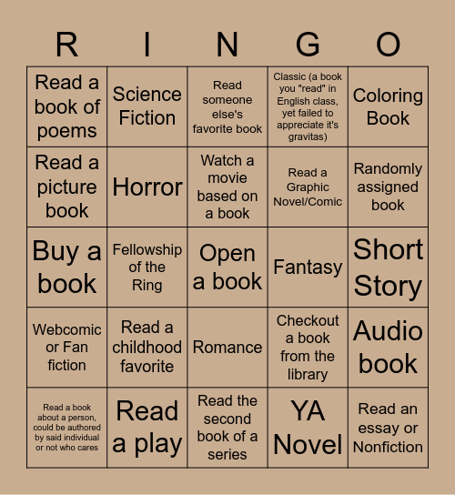 Titled Bingo Card