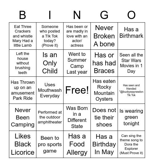 FCC YG People Bingo Card