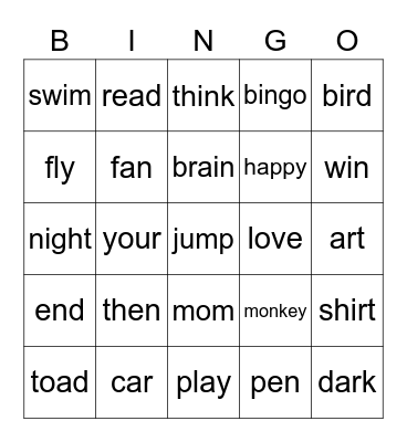 Let's Play Bingo, Lucas! Bingo Card