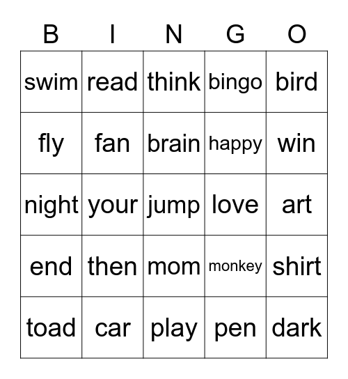 Let's Play Bingo, Lucas! Bingo Card