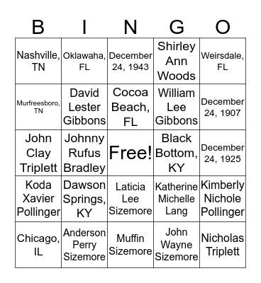 90th Birthday Bingo Bonanza Bingo Card