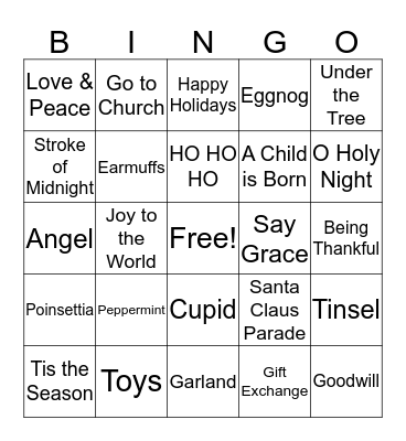 CHIRSTMAS BINGO Card