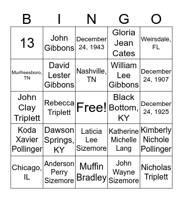 90th Birthday Bingo Bonanza Bingo Card