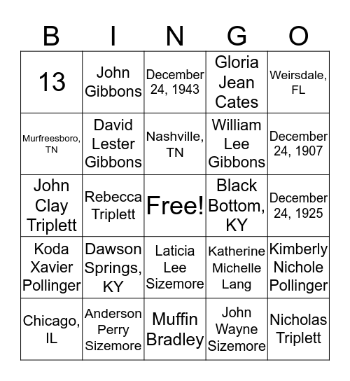 90th Birthday Bingo Bonanza Bingo Card