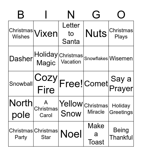 CHRISTMAS BINGO Card