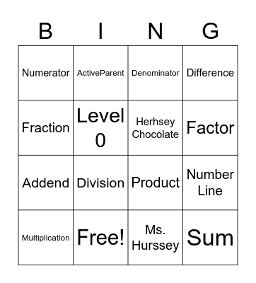 Teacher Night Bingo Card