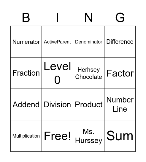 Teacher Night Bingo Card