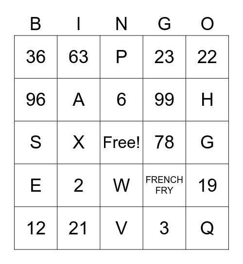ASL BINGO: NUMBERS AND LETTERS Bingo Card
