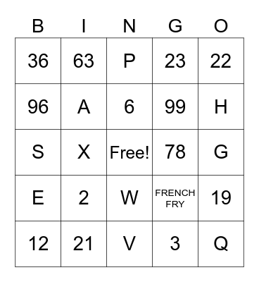 ASL BINGO: NUMBERS AND LETTERS Bingo Card