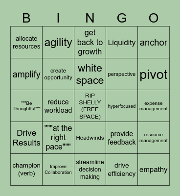 BUZZWORD BINGO! Bingo Card