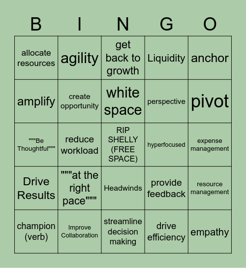 BUZZWORD BINGO! Bingo Card