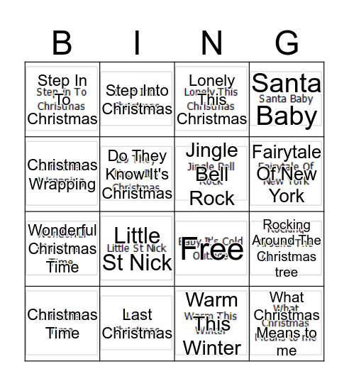 Christmas Pop Bingo Card