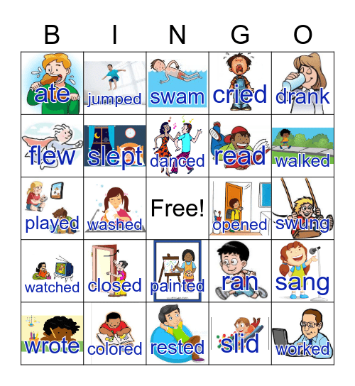 Past Verbs Bingo Card