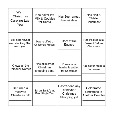 Guest Name ____________________________ Bingo Card