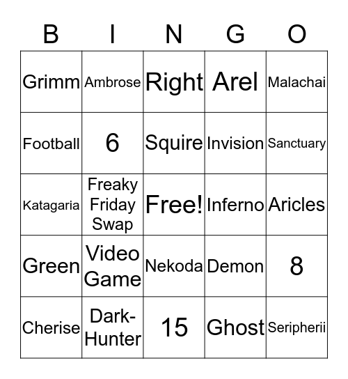 Chronicles of Nick Bingo Card