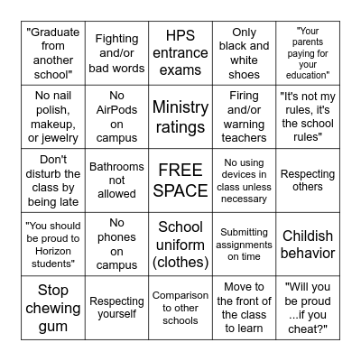 Ms. Amal Lecture Bingo Card