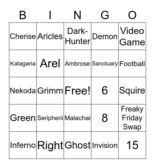 Chronicles of Nick Bingo Card
