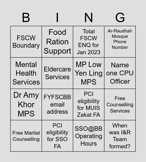 UntitledI&R Team Resources 2023 Bingo Bingo Card