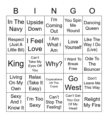 MUSIC BINGO Card