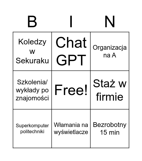 Kaczmarkowe bingo Card