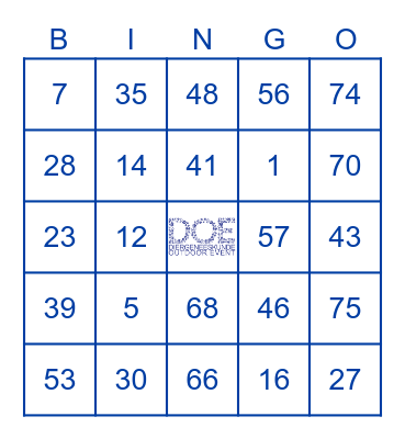 DOE Bingo Card