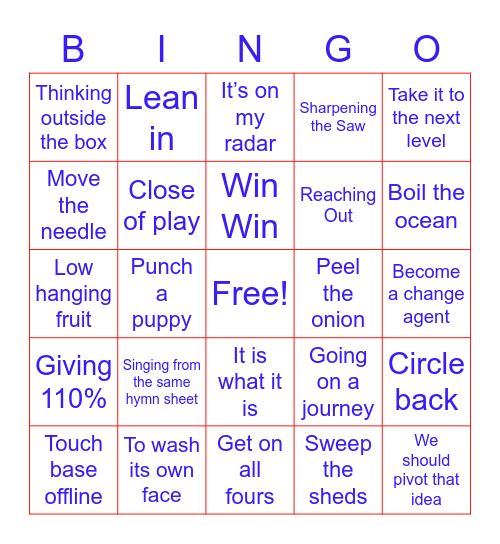 COO Bingo Card