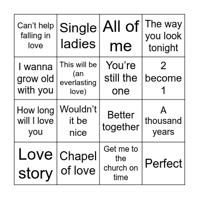 Rachel’s Hen Bingo! Bingo Card