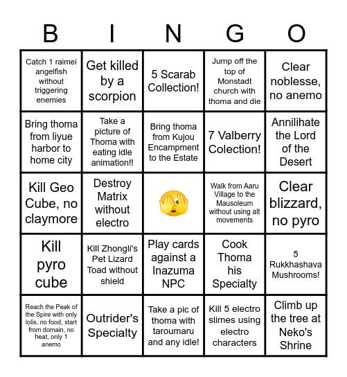Genshin Bingo Time! (Ben) Bingo Card
