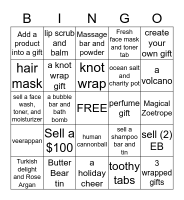 LUSH XMAS BINGO Card