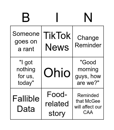 Board 3 Bingo Card