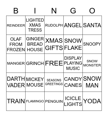 CHRISTMAS LIGHT BINGO Card