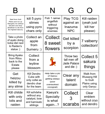 Genshin Bingo Time! (Halbert) Bingo Card