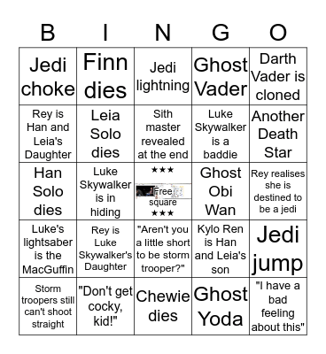 Star Wars: The Force Awakens Bingo Card