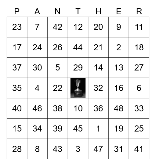 Middle School Month Bingo Card