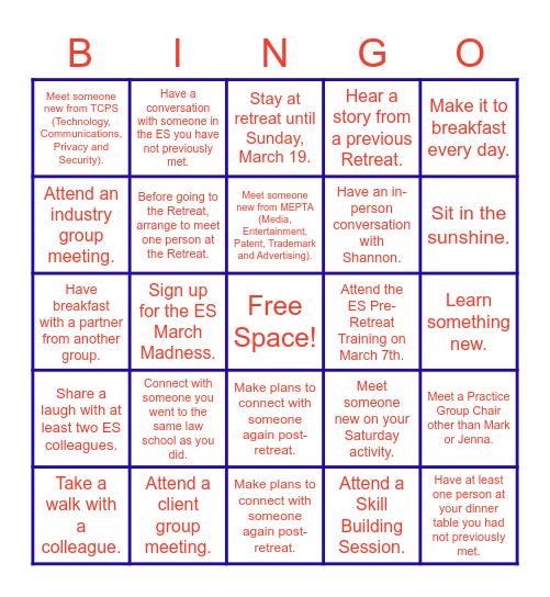 ES AAR Bingo Card