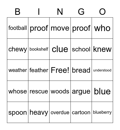 Tri Weekly Bingo Card