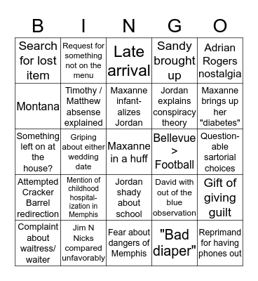 Bellevue Bingo Card