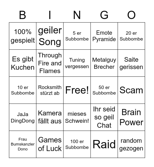 suuN Bingo Card