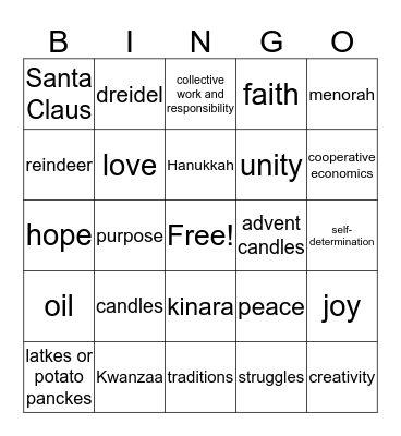 Holiday Bingo Card