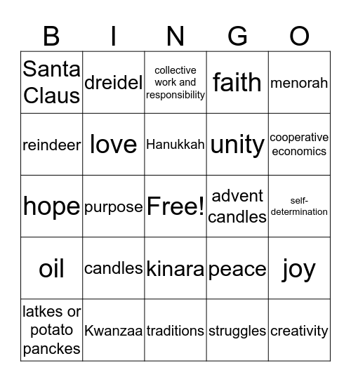 Holiday Bingo Card