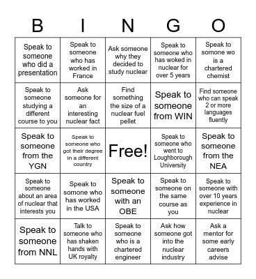 Networking Bingo Card