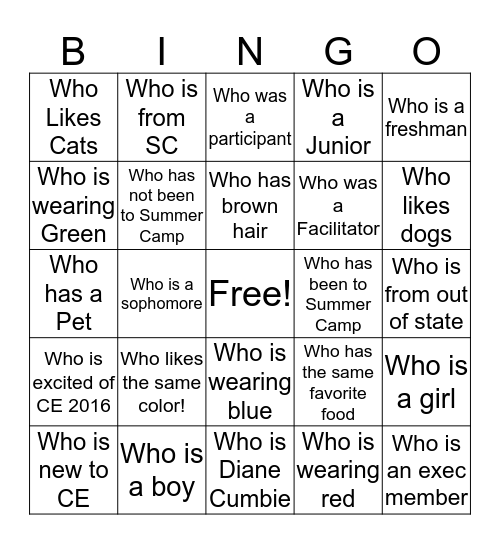 CE BINGO! Bingo Card