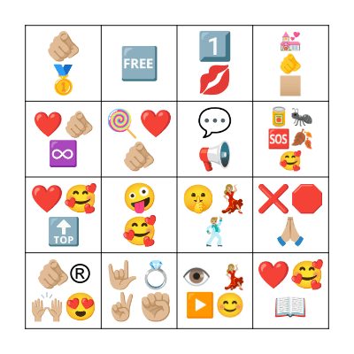 Wedding Song Emoji Bingo Card