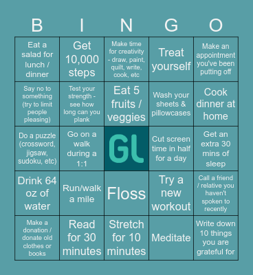 March Wellness Bingo Card