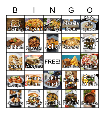 ISO International Food Bingo Card