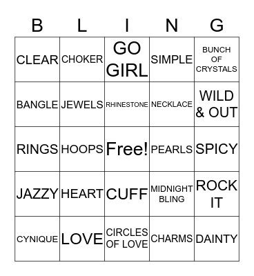 Cynique Blingo Bingo Card