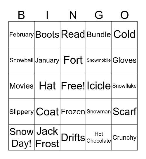 Winter Bingo Card