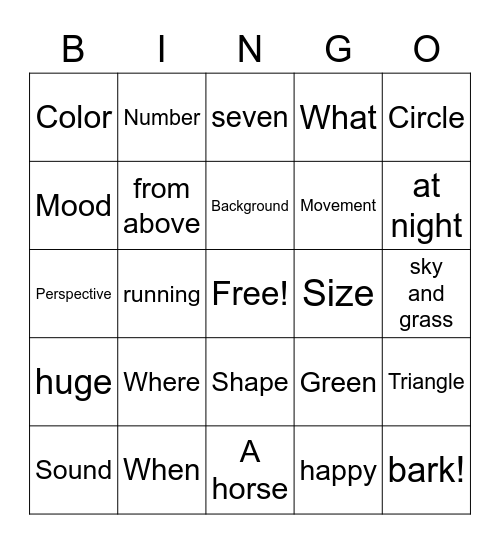 Structure Word Bingo Card