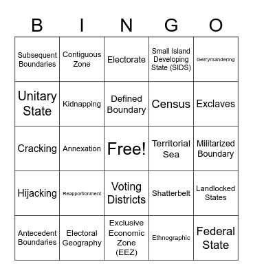 AP Human Geo Unit 4 Bingo Card